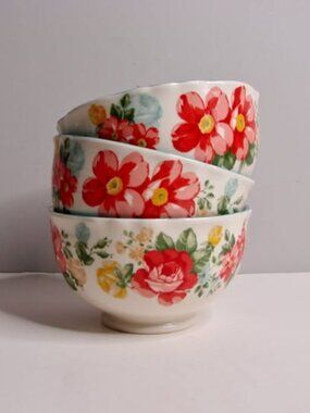 Pioneer Woman Vintage Floral Soup Cereal Bowls Set of 3 Shabby Chic